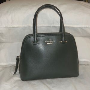 Kate Spade medium dome satchel, dark green, blush interior, subtle gold hardware